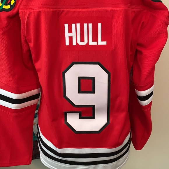 CHICAGO BLACKHAWKS team jersey vintage HULL name on back Size L NEW , Red - Picture 12 of 12